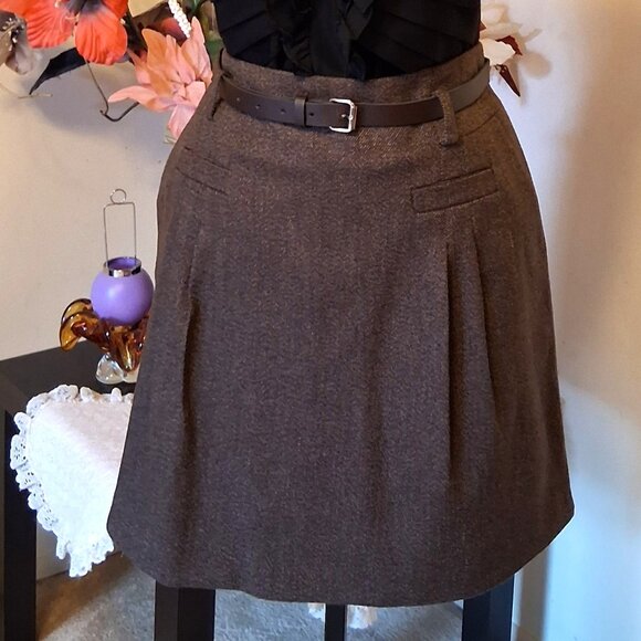 NWOT MEXX Brown Classic Wool Blend Skirt Knee Length Skirts Tag Size 40/42 - Picture 2 of 8